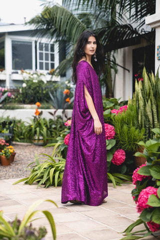 Magenta Purple Sequin Caftan