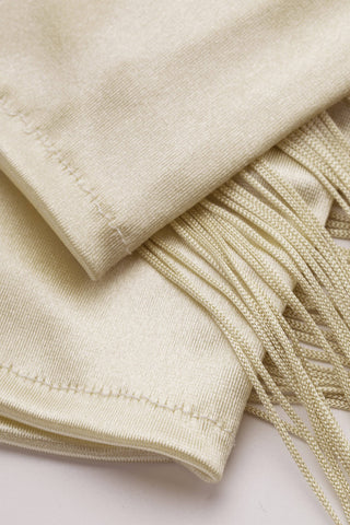 Fringe Fingerless Opera-Length Satin Gloves