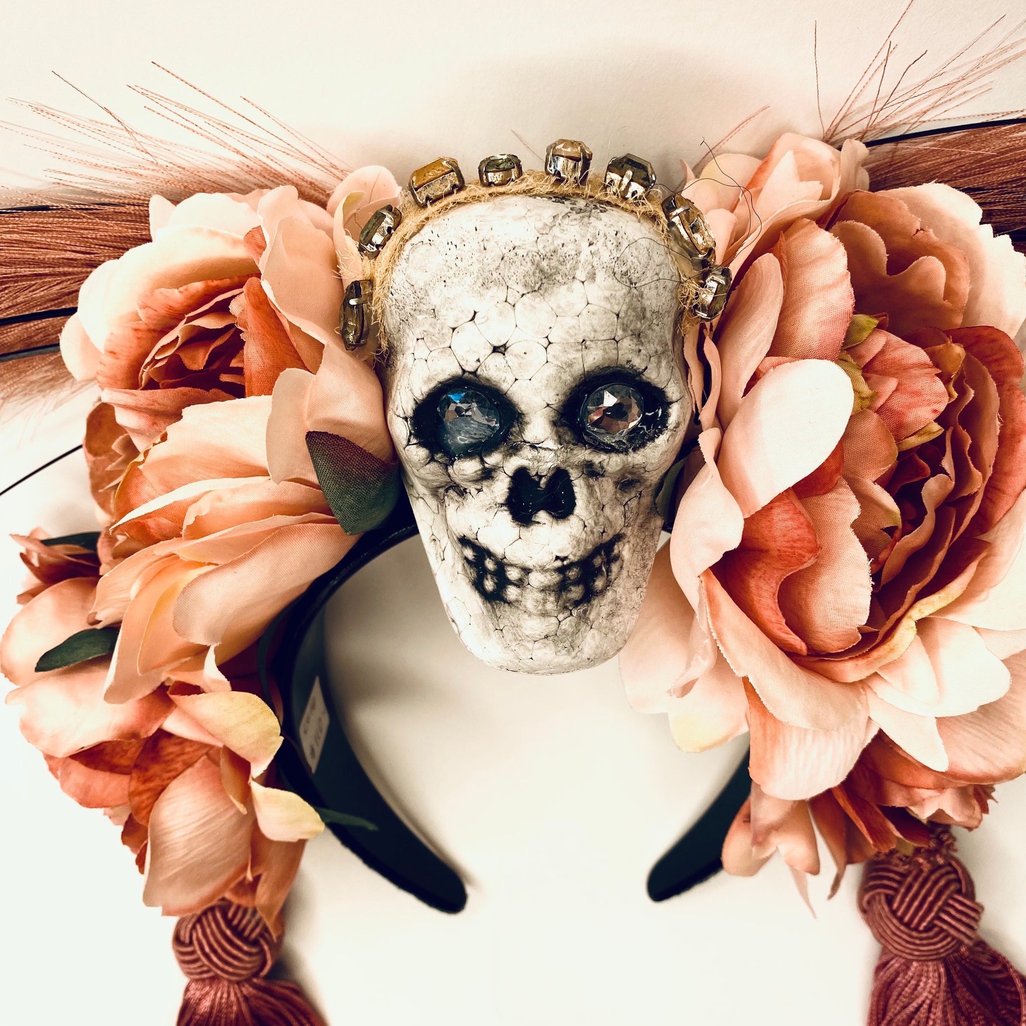 Dusty Rose Skull Crown w/ Tassels
