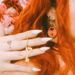 Lock + Key Heart Hoop Earrings