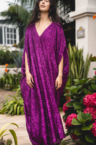 Magenta Purple Sequin Caftan
