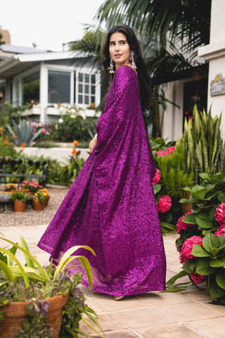 Magenta Purple Sequin Caftan