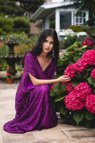 Magenta Purple Sequin Caftan