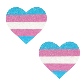 Trans Flag Hearts of Pride Glitter Pasties