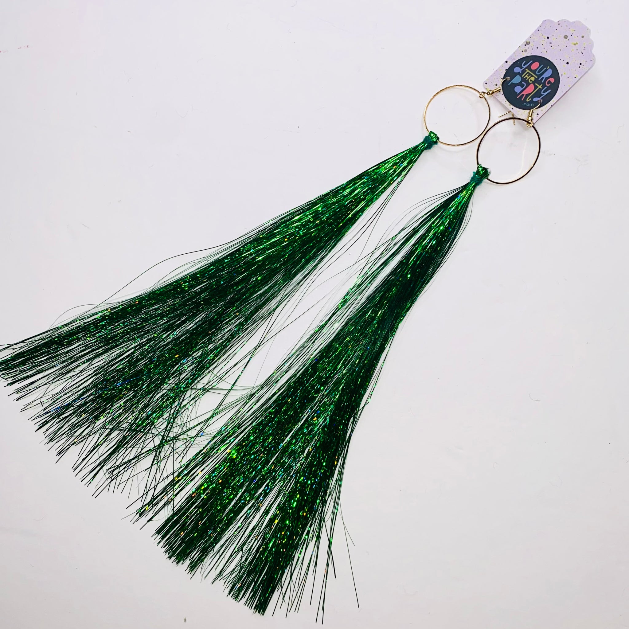 Extra Long Tinsel Party Earrings