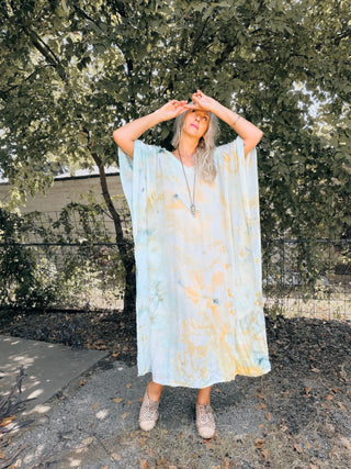Serpentine Ice-Dyed Rayon Caftan