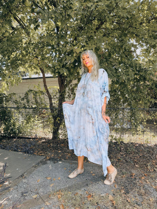 Blue Lace Agate Ice-Dyed Caftan