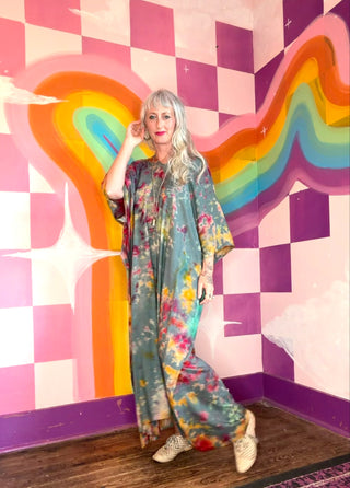 Rainbow Caftan on Bluish Background