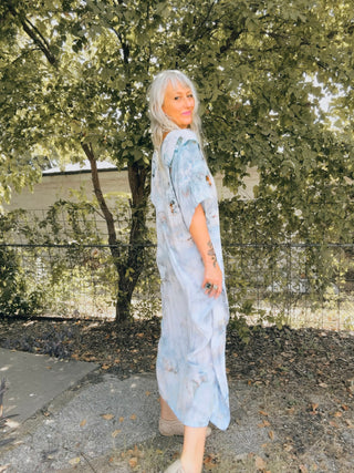 Blue Lace Agate Ice-Dyed Caftan
