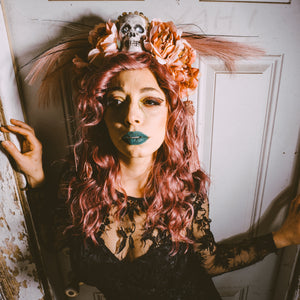 Dusty Rose Skull Crown w/ Tassels