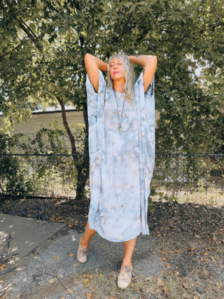 Blue Lace Agate Ice-Dyed Caftan