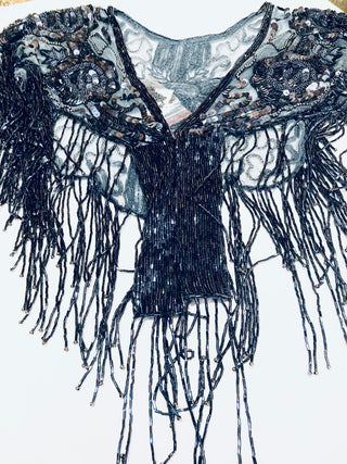 Beaded Rose Fringe Shawl