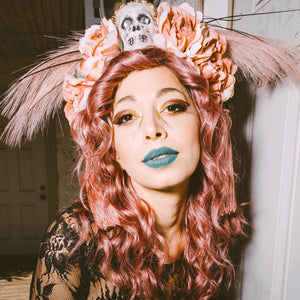 Dusty Rose Skull Crown w/ Tassels