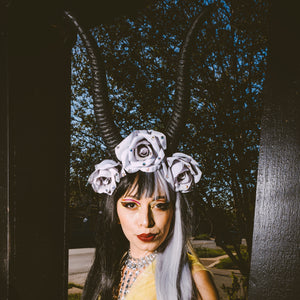 Black Horn Roses Headdress