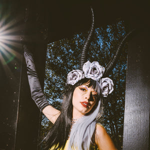 Black Horn Roses Headdress