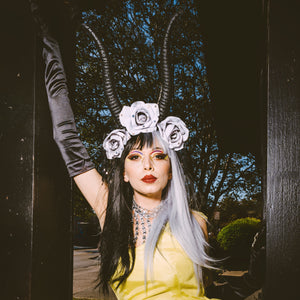 Black Horn Roses Headdress