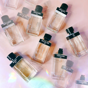 prismatic blurred perfume bottles