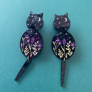 Watching Kitties Flower Post Earrings