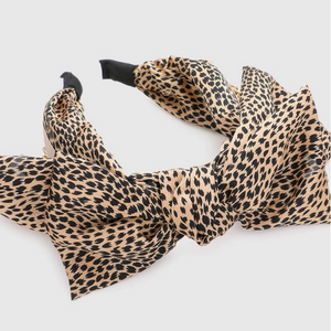 Leopard Bow + Gold Chain Headband
