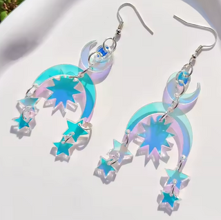 Iridescent Moon + Stars Earrings