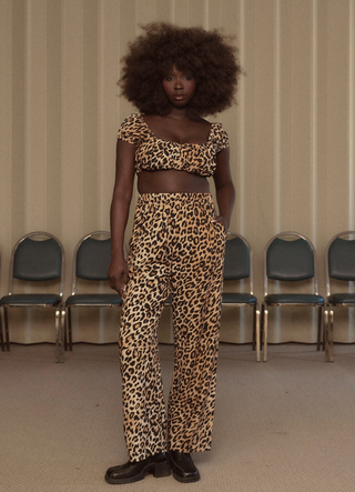 Lazy Pants Soft Leopard Linen, by Fashion Brand Company