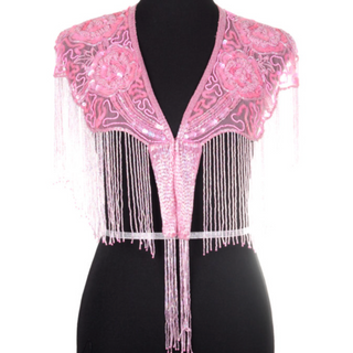 Beaded Rose Fringe Shawl