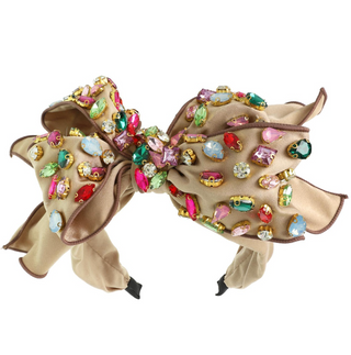 Large Jeweled Holiday Bow Headband