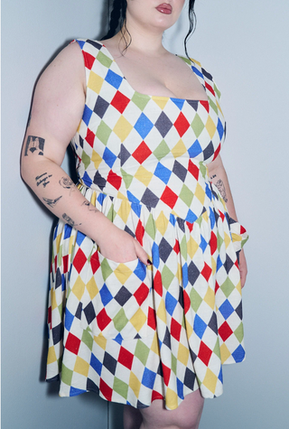 Harlequin Mistress Soft Linen Mini Dress