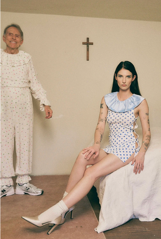 Polka Dot Mesh Clown Collar Dress