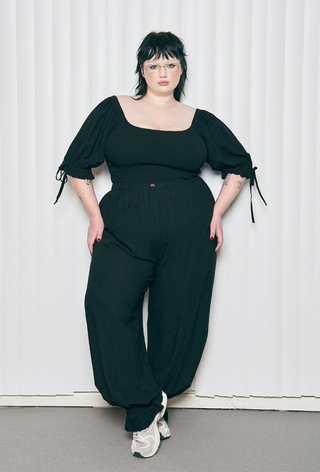 Soft Linen Long Bloomers: Solid Black