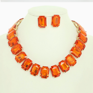 Chunky Rhinestone Necklace + Earring Sets