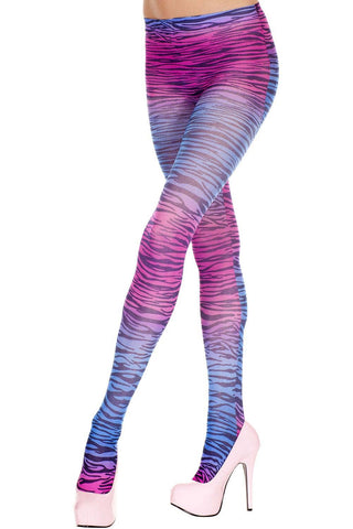 Music Legs Multicolor Zebra Print Pantyhose