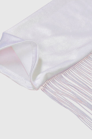 Fringe Fingerless Opera-Length Satin Gloves