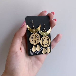 Horned Mother Moon Earrings