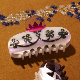 Crimson Red Clover Acetate Hair Claw