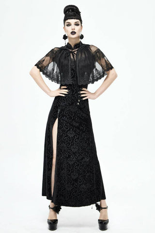 Sheer Black Hooded Capelet
