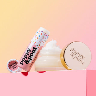 Poppy & Pout Lip Care Duo Gift Set: Birthday Confetti Cake