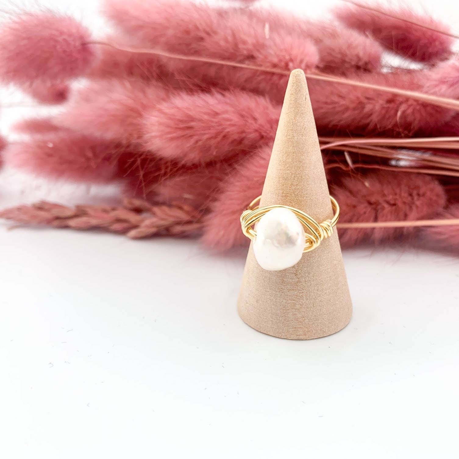 Wrapped Pearl Statement Ring