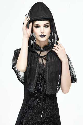 Sheer Black Hooded Capelet