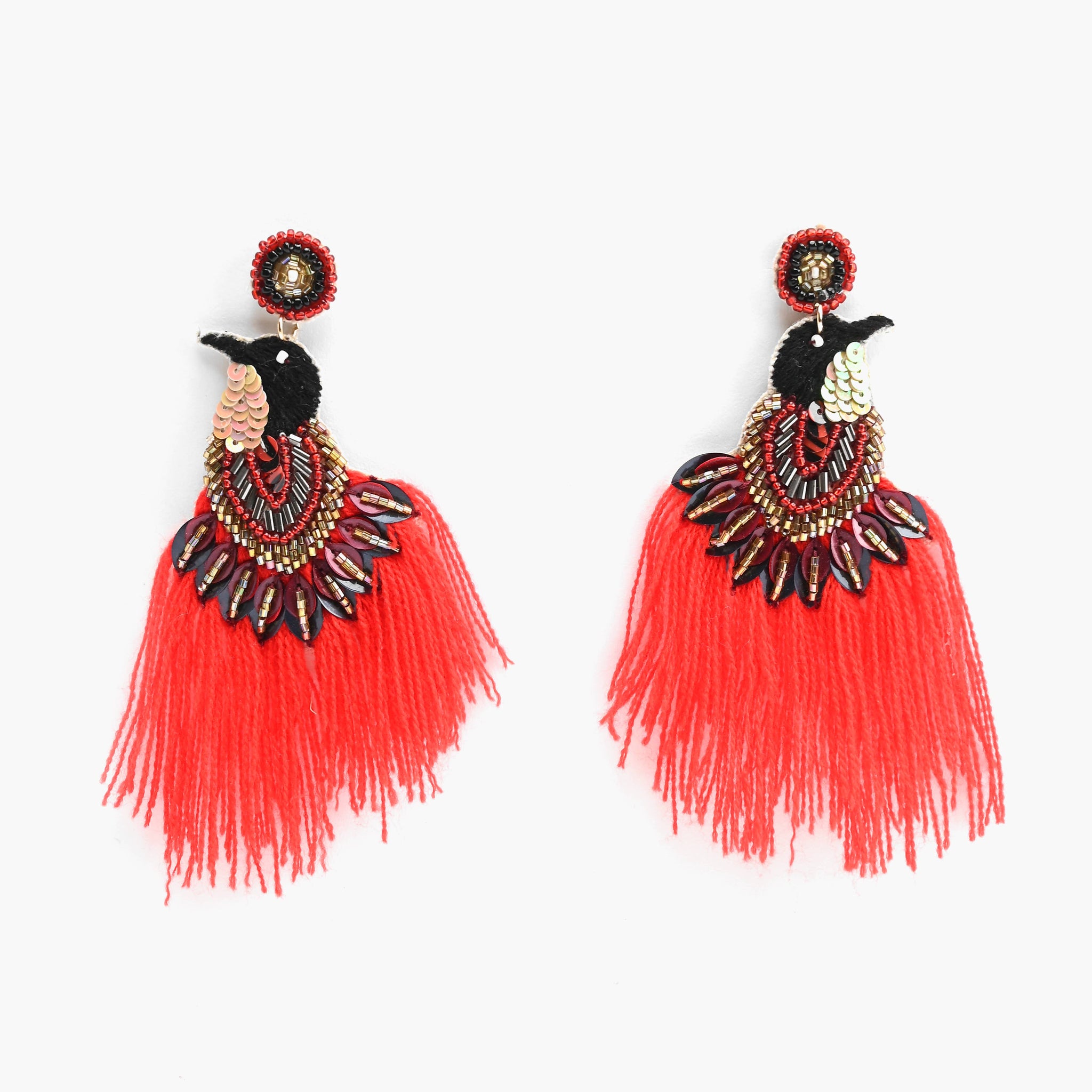 Poppy Red Bird Earrings