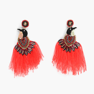 Poppy Red Bird Earrings