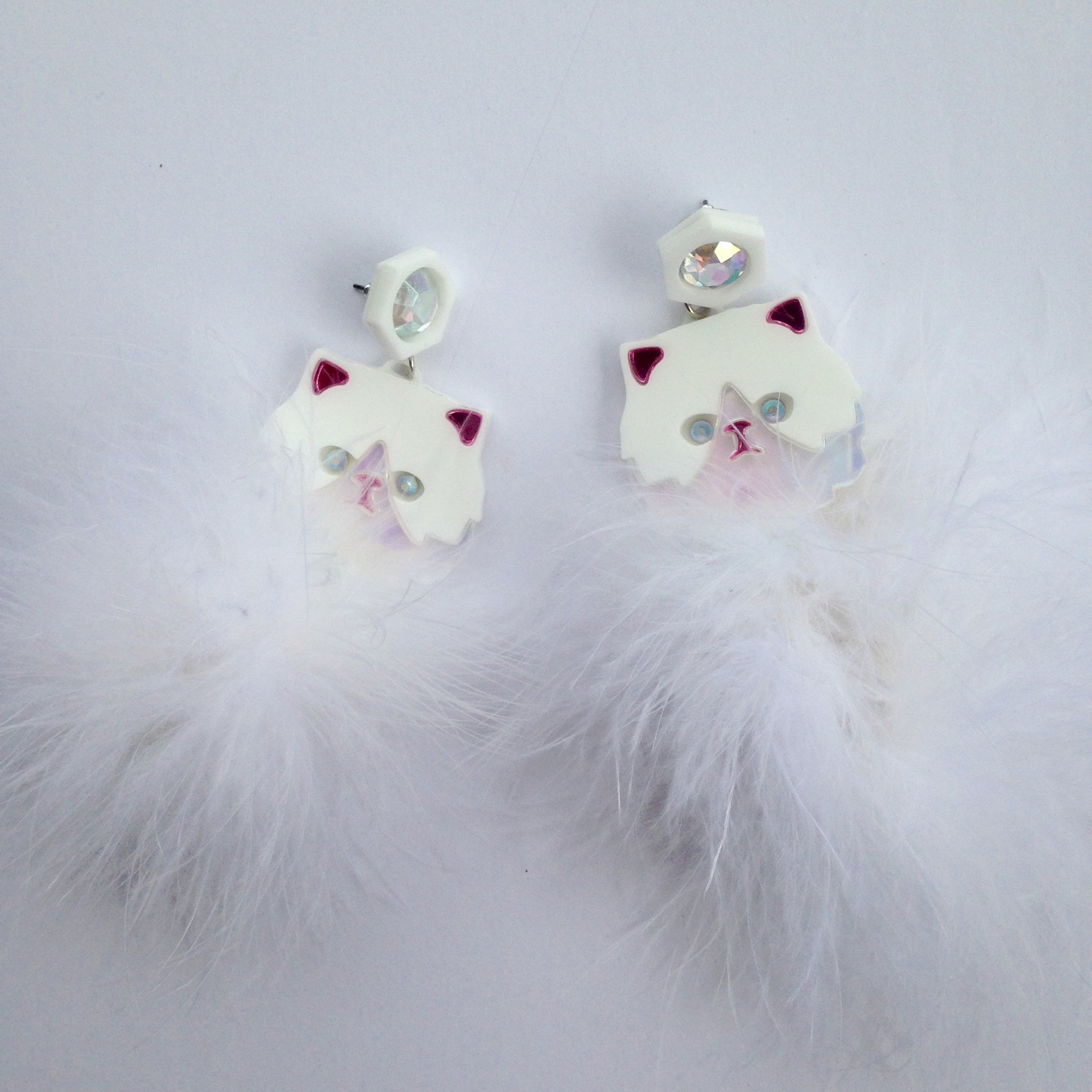 Marabou Kitty Fluff Earrings