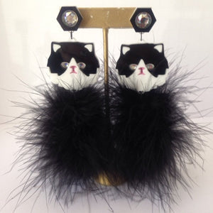 Marabou Kitty Fluff Earrings