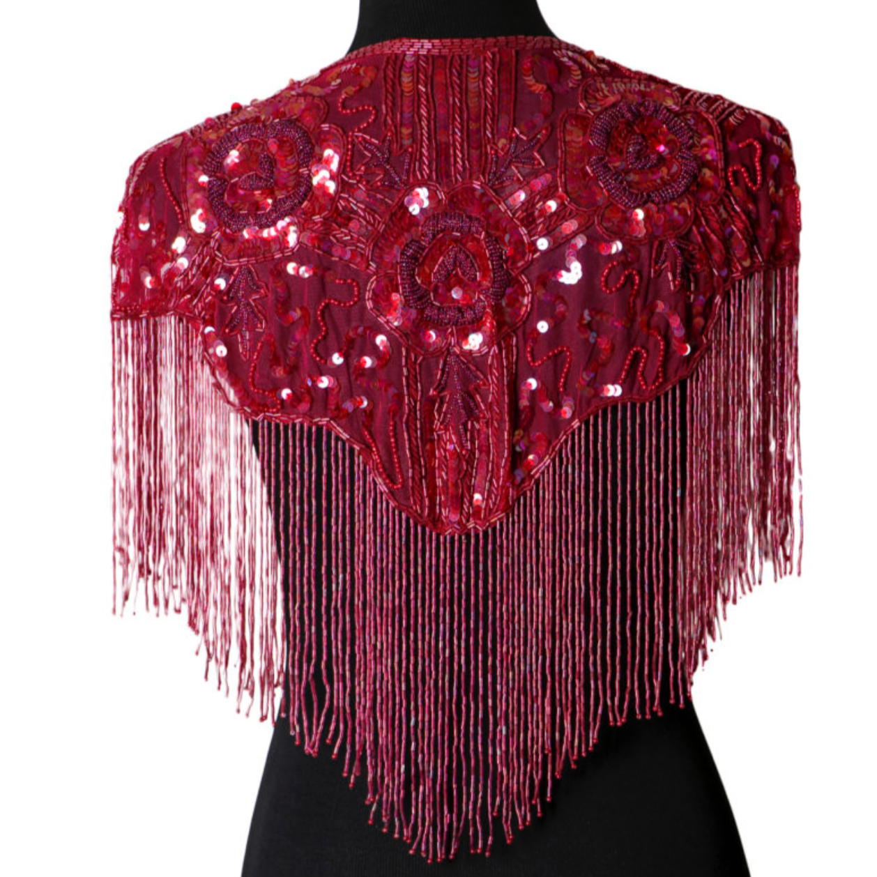 Beaded Rose Fringe Shawl