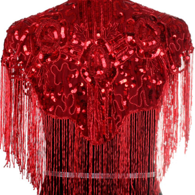 Beaded Rose Fringe Shawl