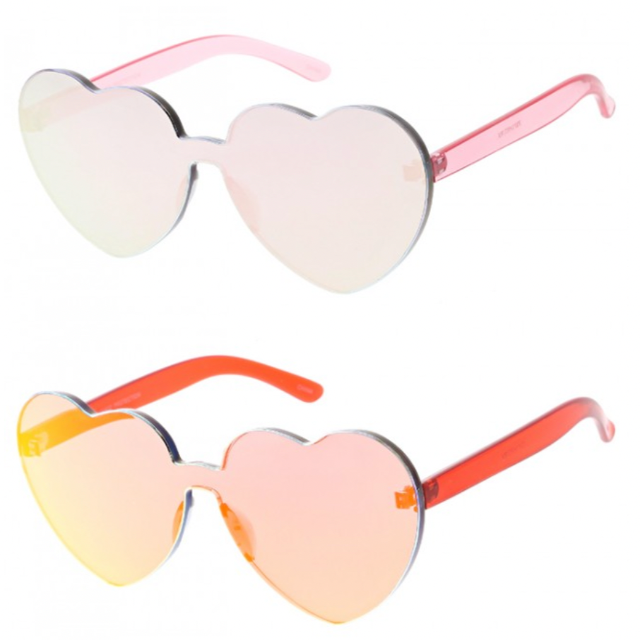 Rimless Reflective Heart Sunnies
