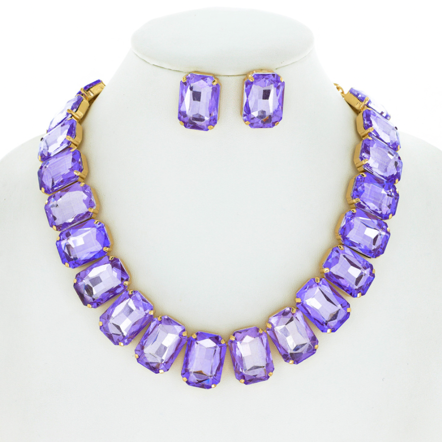 Chunky Rhinestone Necklace + Earring Sets