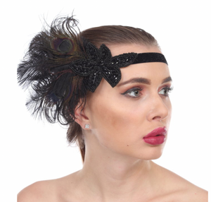 Side Feathers + Rhinestones Flapper Headbands