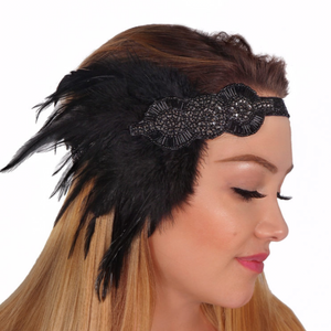 Side Feathers + Rhinestones Flapper Headbands