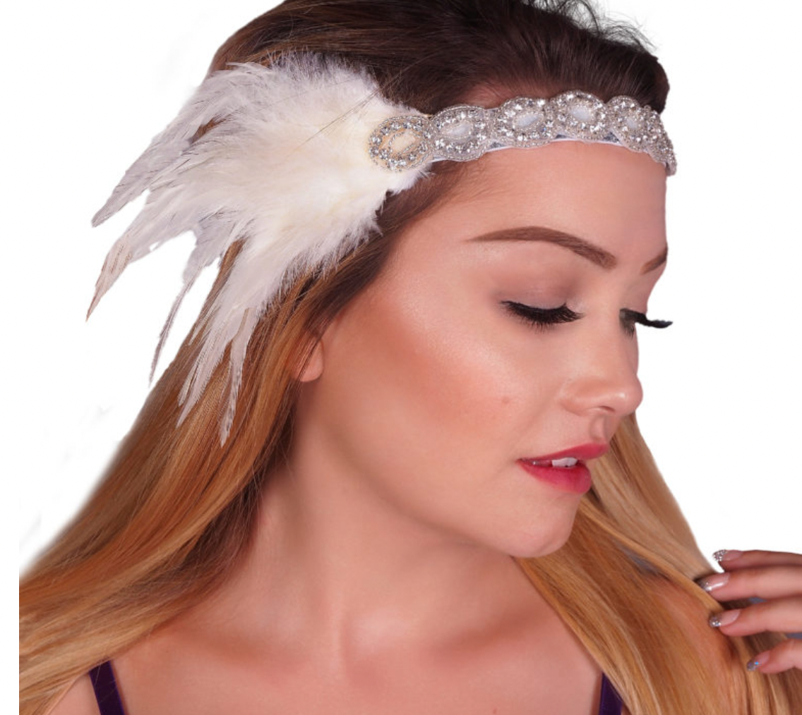 White 2025 flapper headband